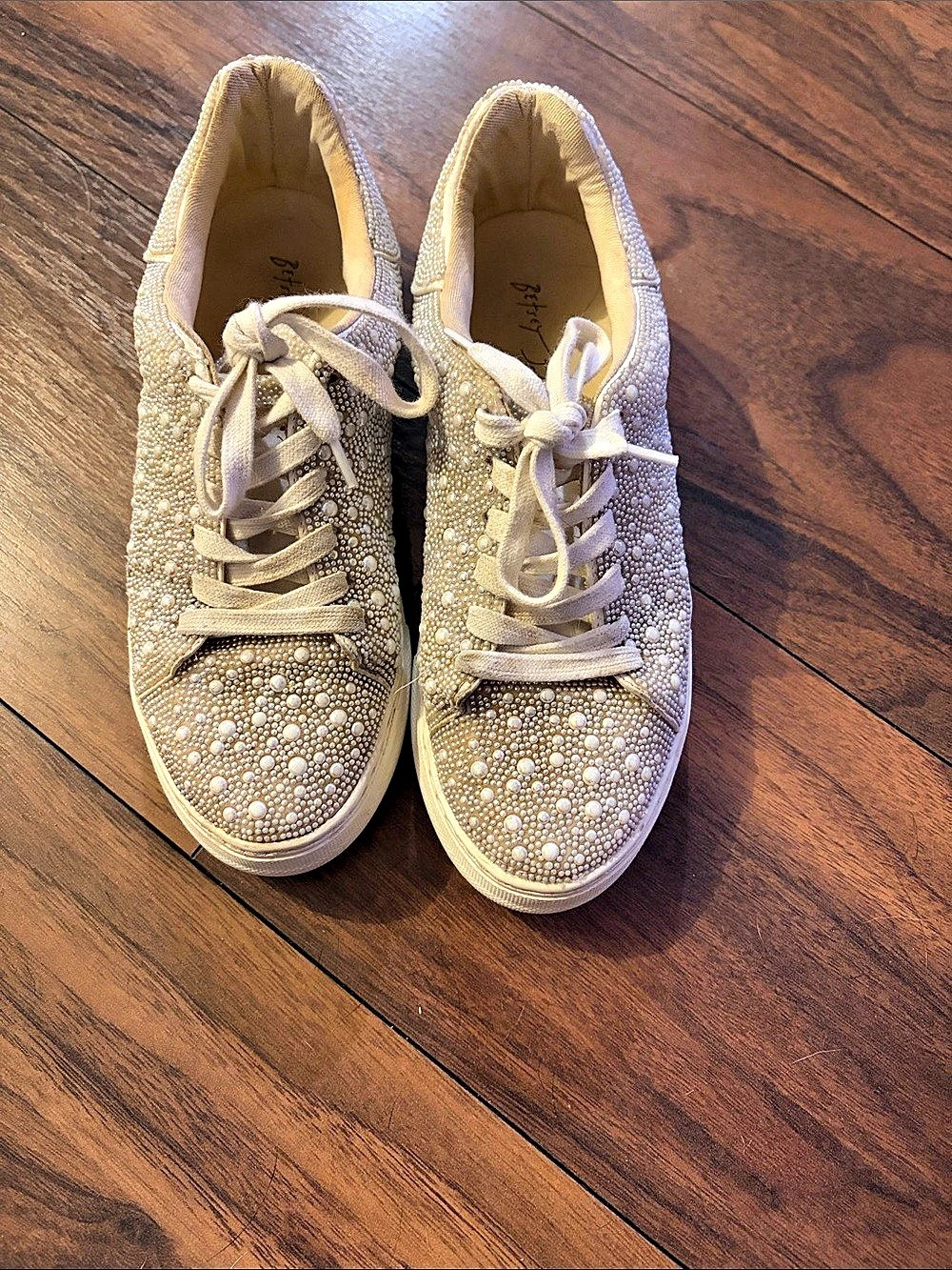 Betsey Johnson Sidny Pearl Platform Sneaker Embellished Platform Sneakers